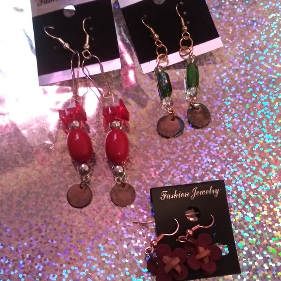 3 Beautiful Long Dangling Boho Style Earrings - Picture 2 of 2